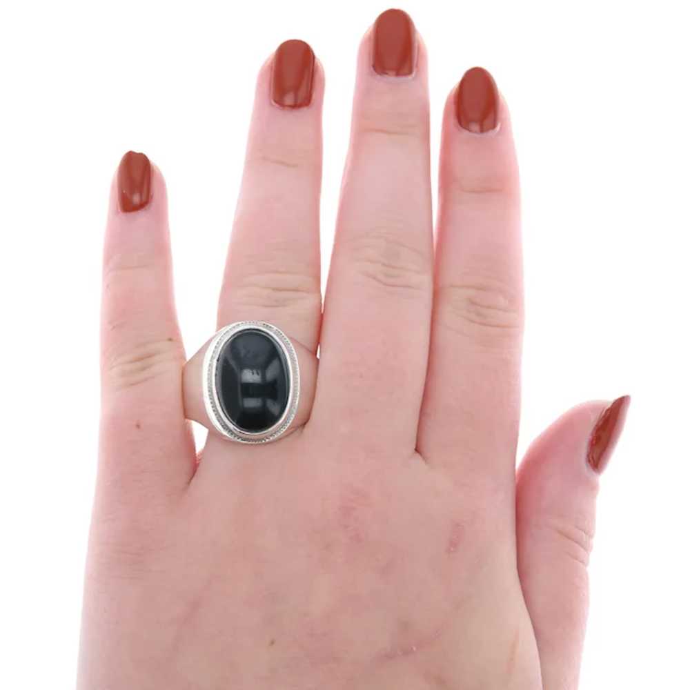 Sterling Silver Oval Onyx Men's Ring - image 5