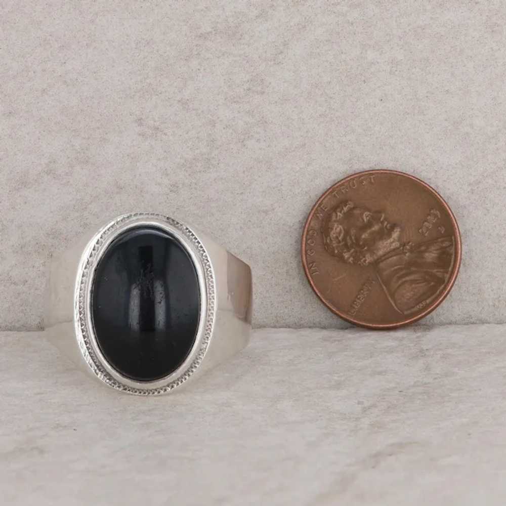 Sterling Silver Oval Onyx Men's Ring - image 6