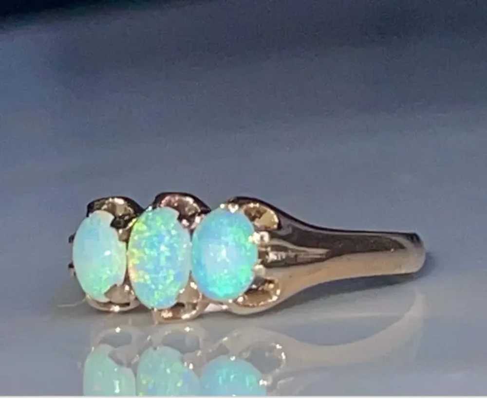 Opal Ring 10k Australian Opal Ring Three Stone En… - image 10