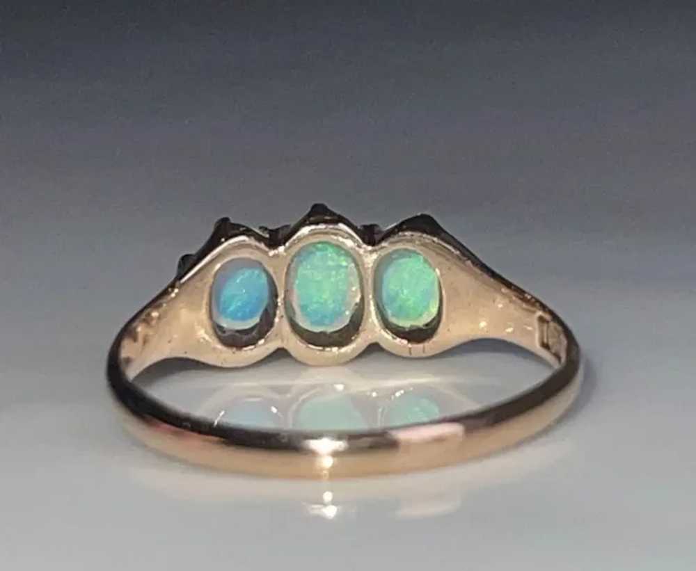 Opal Ring 10k Australian Opal Ring Three Stone En… - image 6