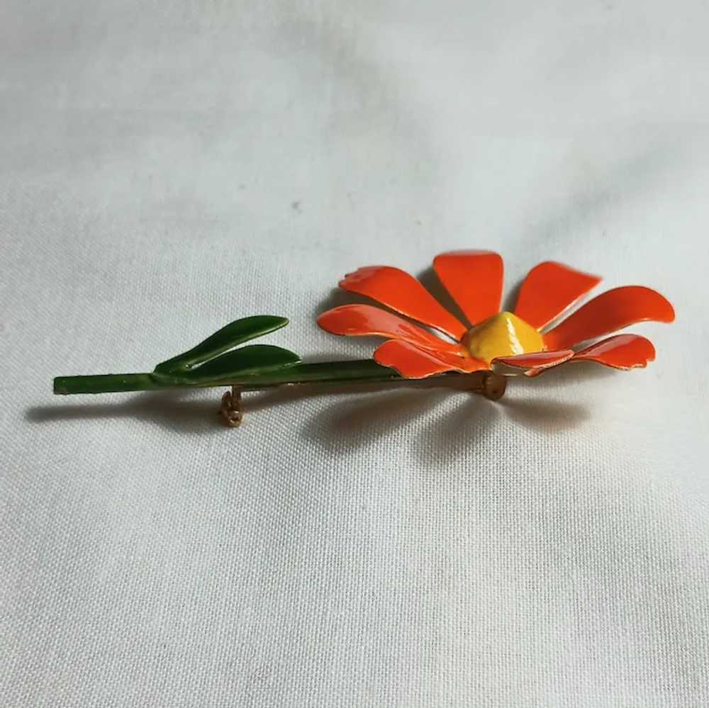 Original by Robert orange enamel flower pin - image 2