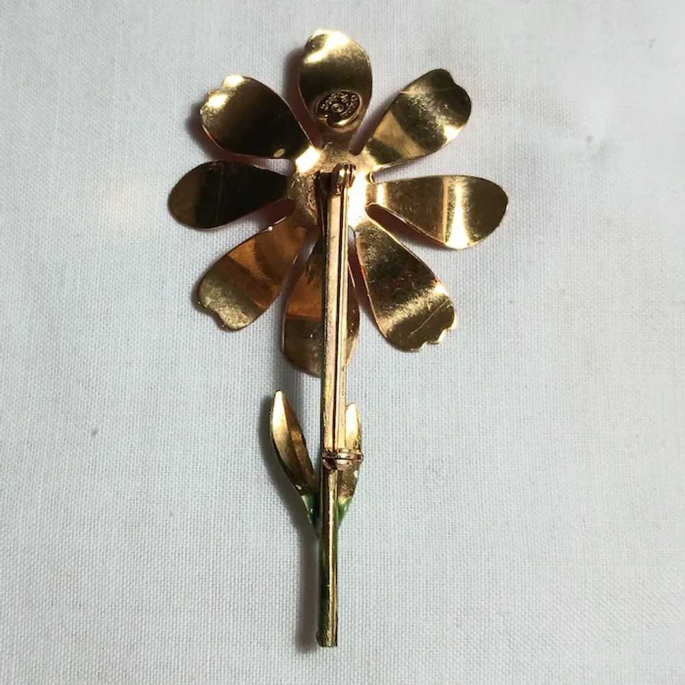 Original by Robert orange enamel flower pin - image 3