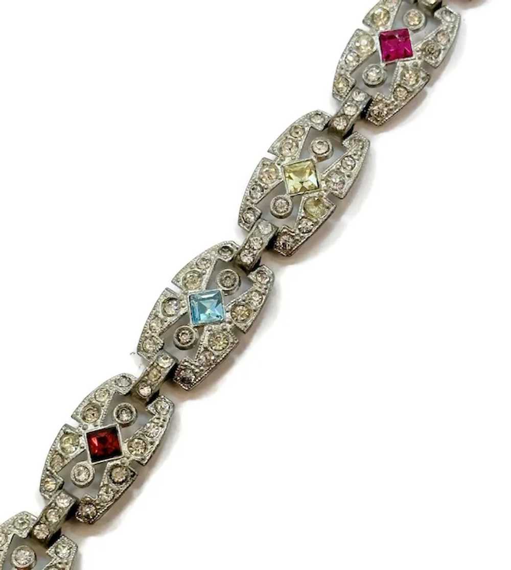 Art Deco Bracelet, Rhinestones, 30s, 40s, Pot Met… - image 3