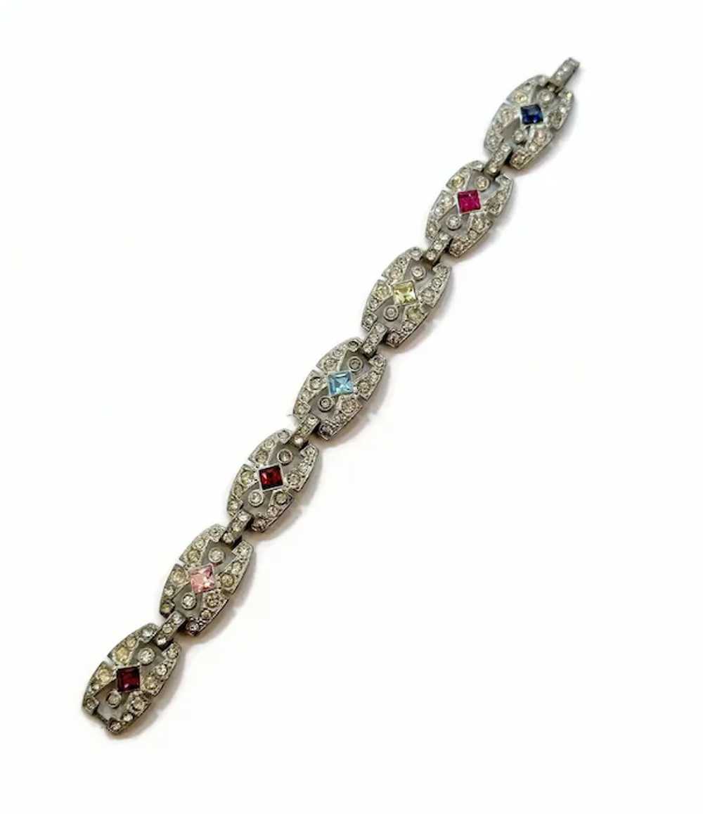 Art Deco Bracelet, Rhinestones, 30s, 40s, Pot Met… - image 4