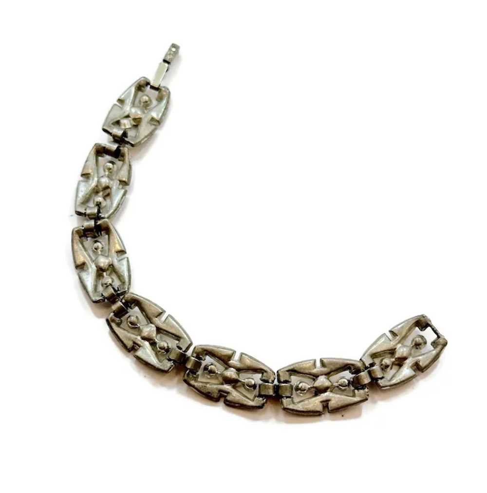 Art Deco Bracelet, Rhinestones, 30s, 40s, Pot Met… - image 6