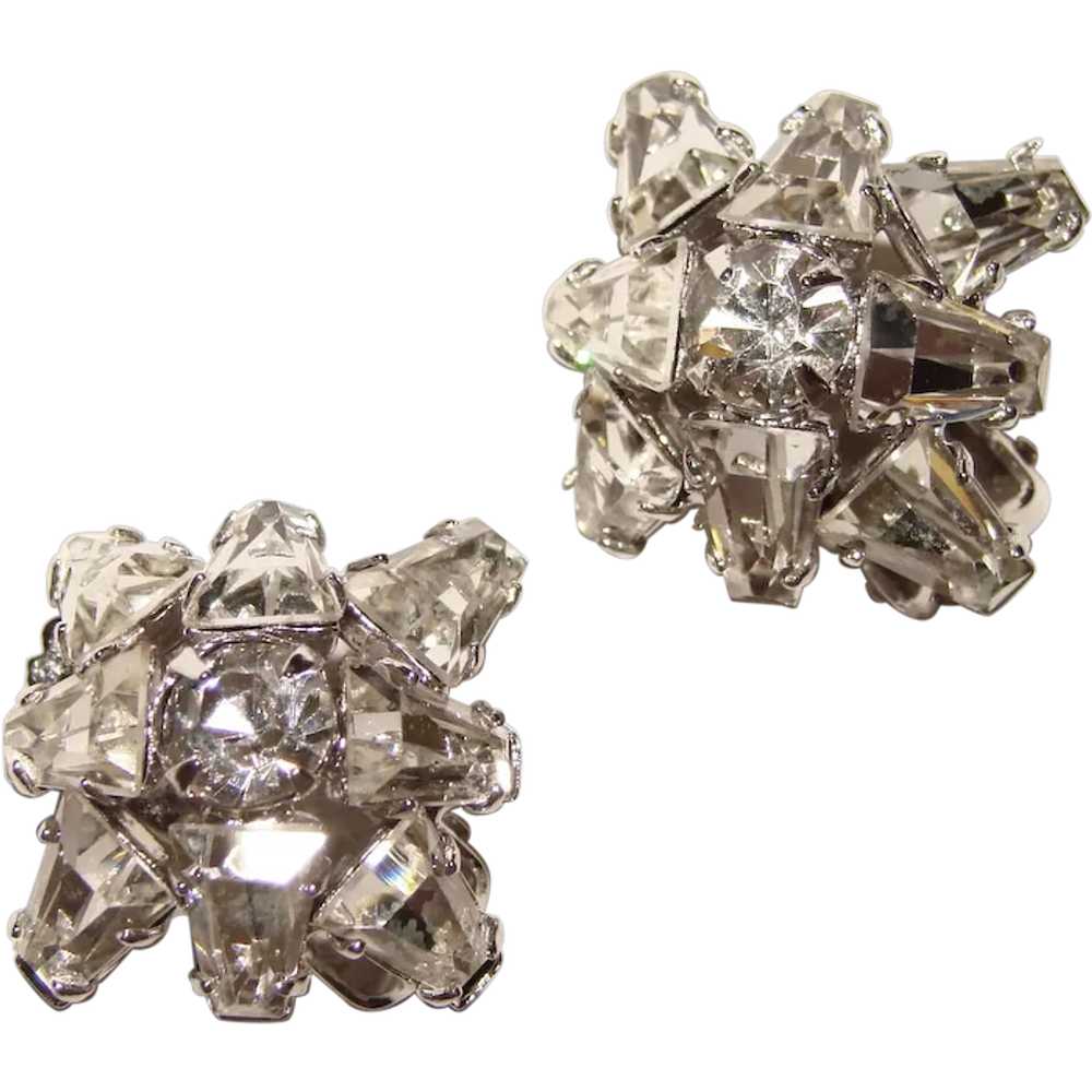 Fabulous GEOMETRIC SHAPES Vintage Rhinestone Clip… - image 1