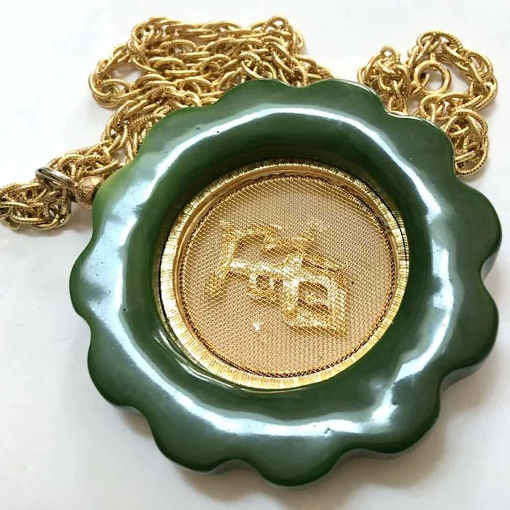 Large Asian Writing Medallion Pendant Necklace – … - image 8