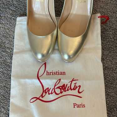 Christian Louboutin Gold Platform Heels SZ 40 - image 1