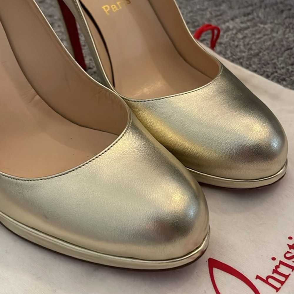 Christian Louboutin Gold Platform Heels SZ 40 - image 2