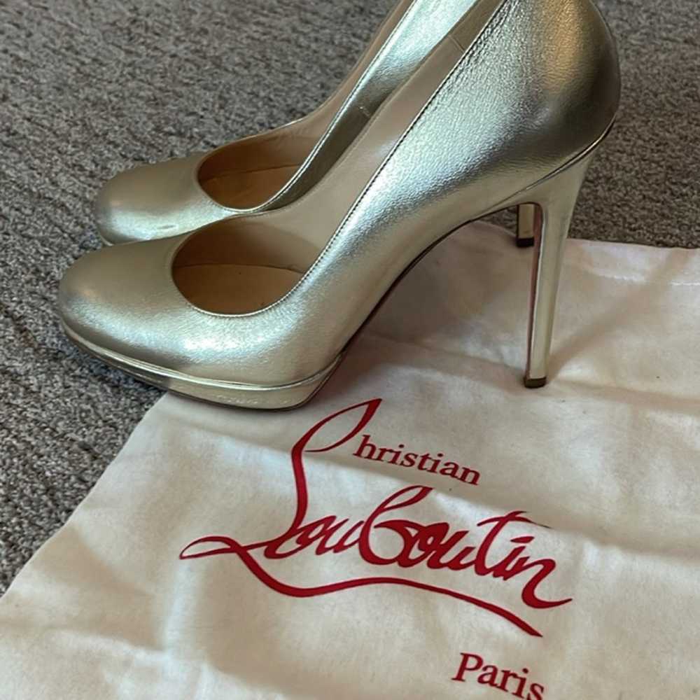 Christian Louboutin Gold Platform Heels SZ 40 - image 3