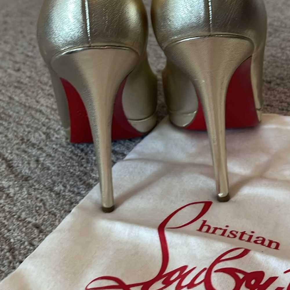 Christian Louboutin Gold Platform Heels SZ 40 - image 4