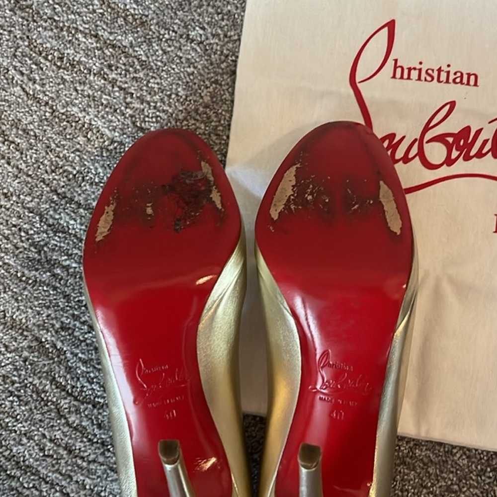 Christian Louboutin Gold Platform Heels SZ 40 - image 6