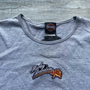 Vintage Heather Gray Harley Davidson T-Shirt Rose… - image 1