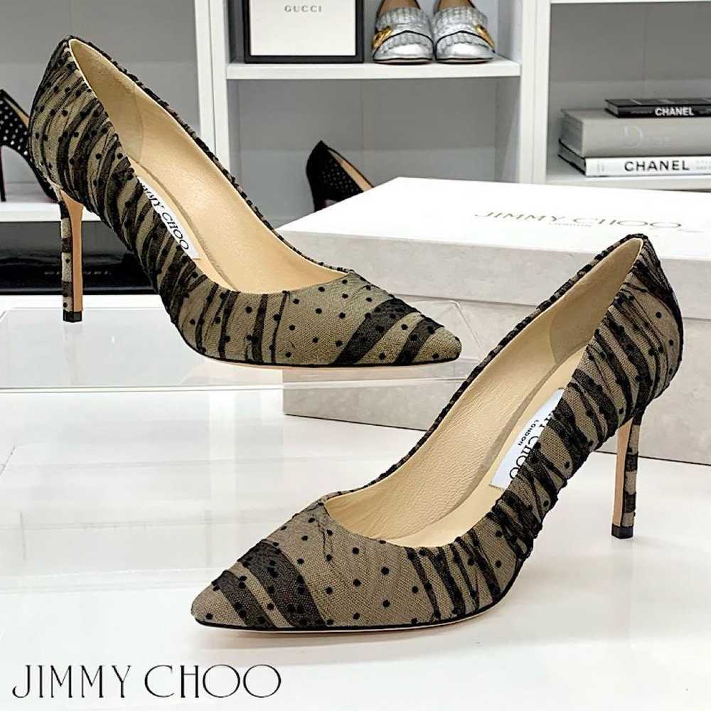 Jimmy Choo tulle lace dot pumps black beige. - image 1