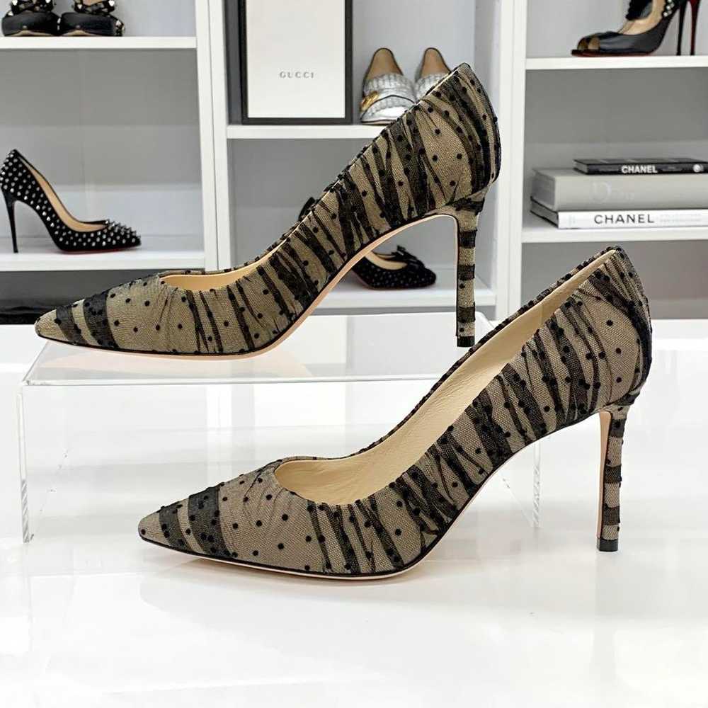 Jimmy Choo tulle lace dot pumps black beige. - image 2