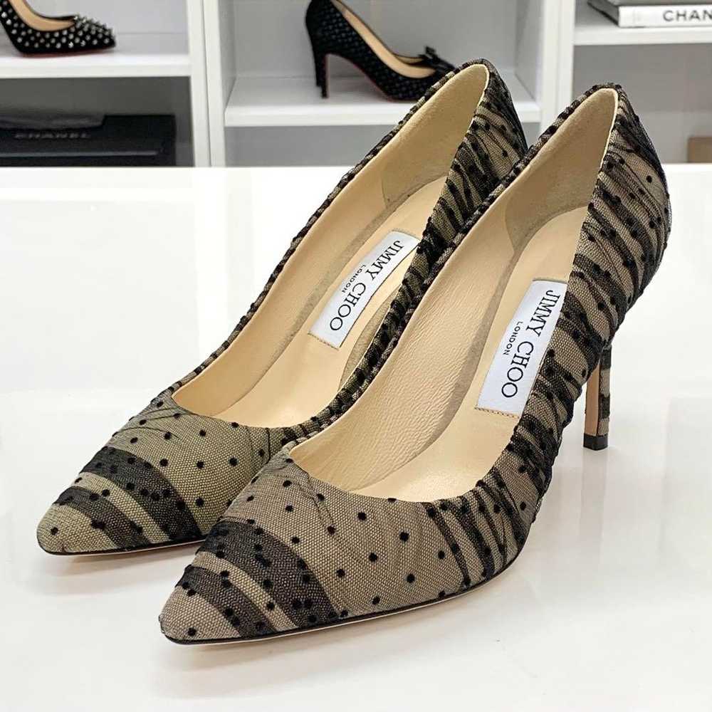 Jimmy Choo tulle lace dot pumps black beige. - image 3