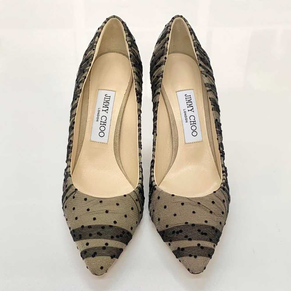 Jimmy Choo tulle lace dot pumps black beige. - image 4