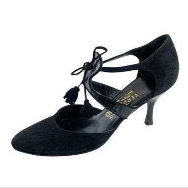 Salvatore Ferragamo Black Suede D’Orsay Kittn Heel - image 1