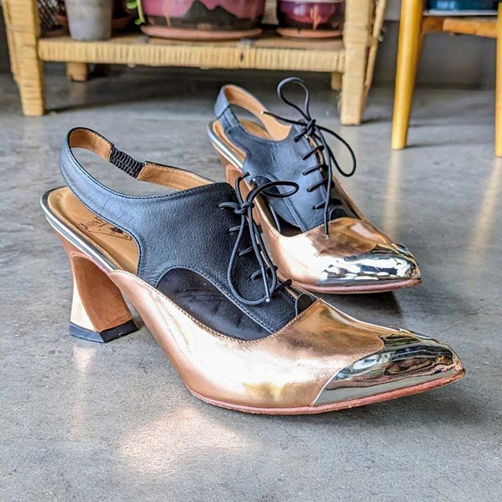 John Fluevog Big Presence Faraday Bronze and Blac… - image 1