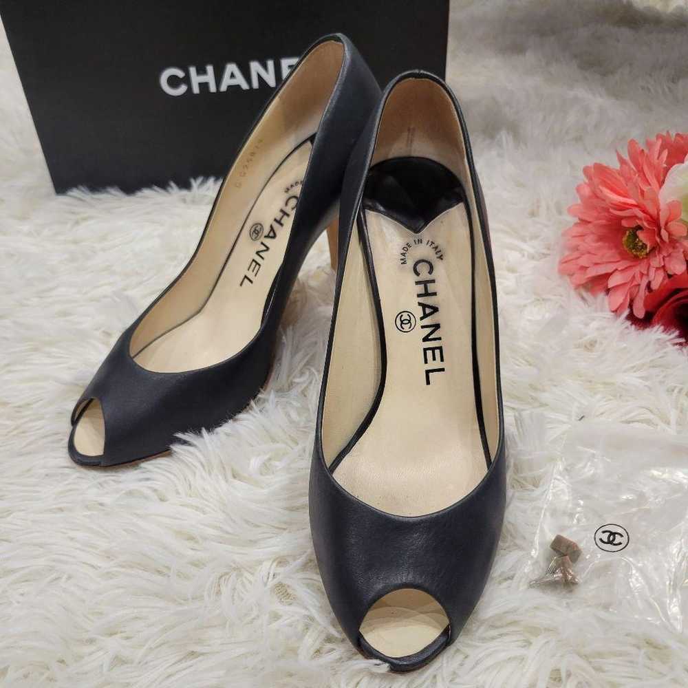 CHANEL Chanel Pumps Coco Mark Open Toe Pumps Sand… - image 2