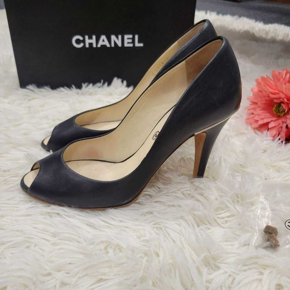 CHANEL Chanel Pumps Coco Mark Open Toe Pumps Sand… - image 5