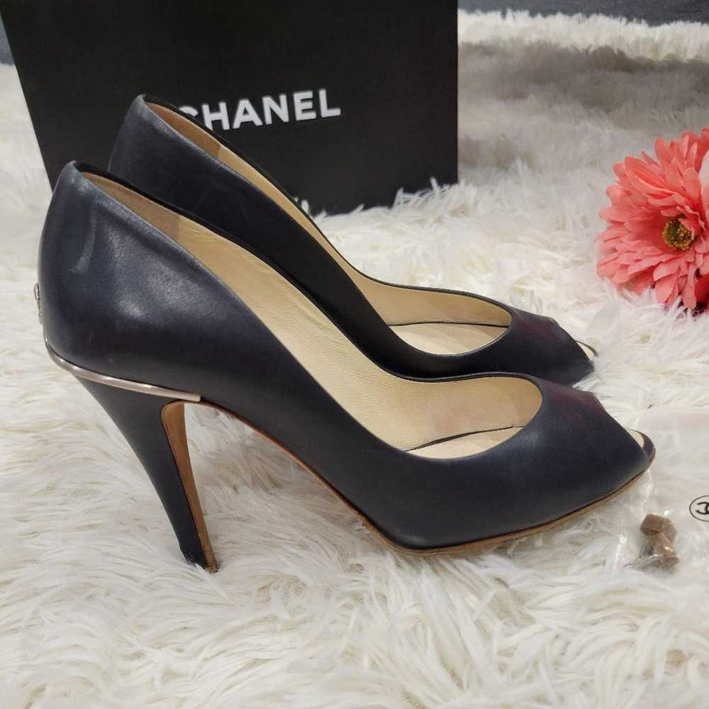 CHANEL Chanel Pumps Coco Mark Open Toe Pumps Sand… - image 6