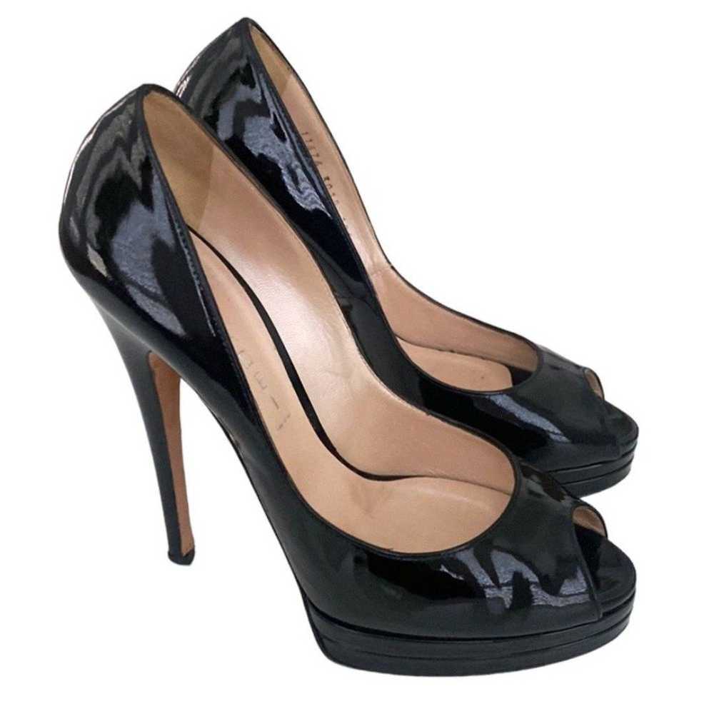 Casadei Black Patent Leather Peep-toe Stiletto Pl… - image 9