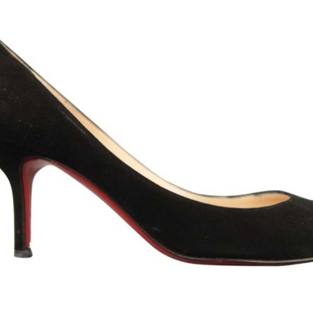 Authentic Christian Louboutin Suede Peep Toe Kitt… - image 1