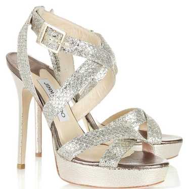 Jimmy Choo 'Vamp' Champagne Glitter Strappy Sanda… - image 1