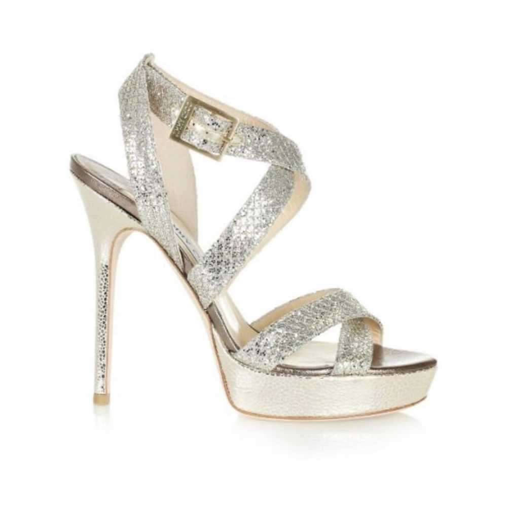 Jimmy Choo 'Vamp' Champagne Glitter Strappy Sanda… - image 2