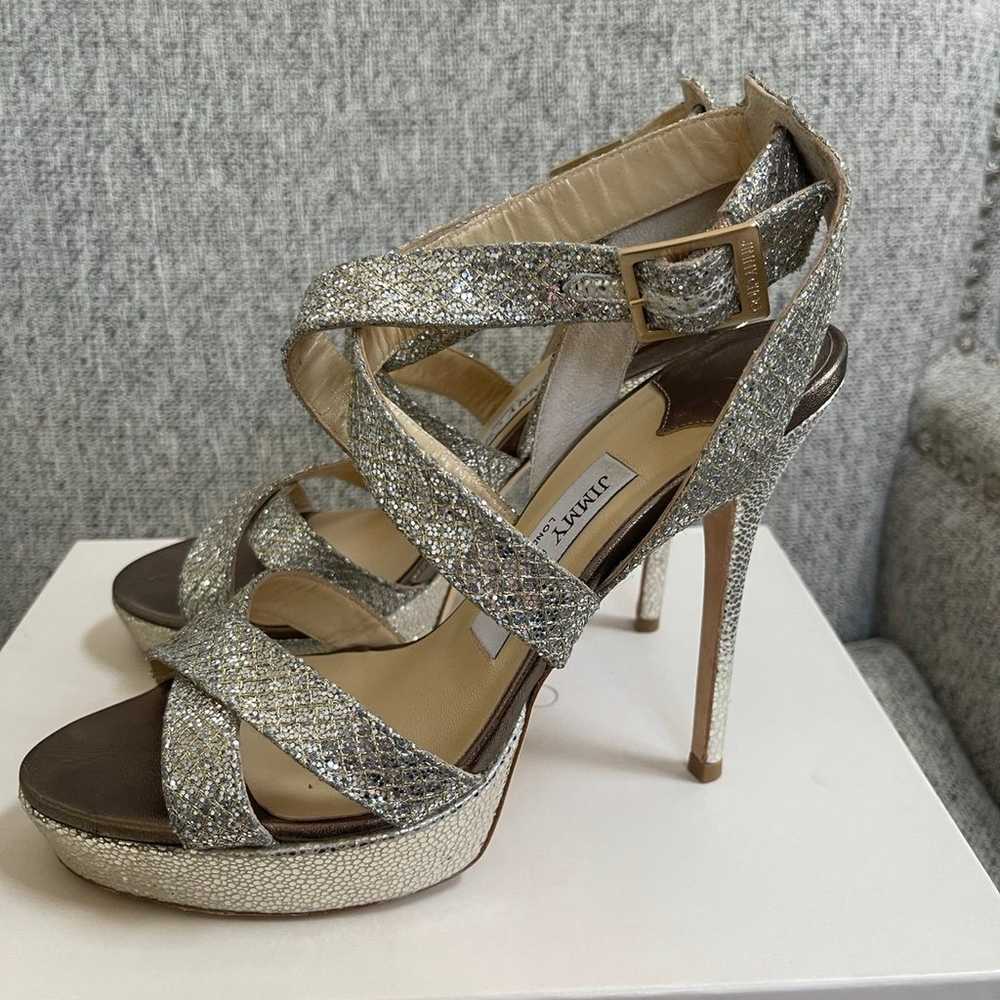 Jimmy Choo 'Vamp' Champagne Glitter Strappy Sanda… - image 5