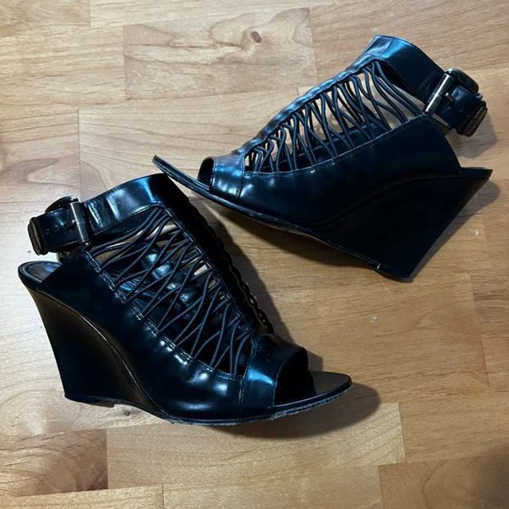 GIVENCHY black gladiator wedges Sz 6 EUC - image 2