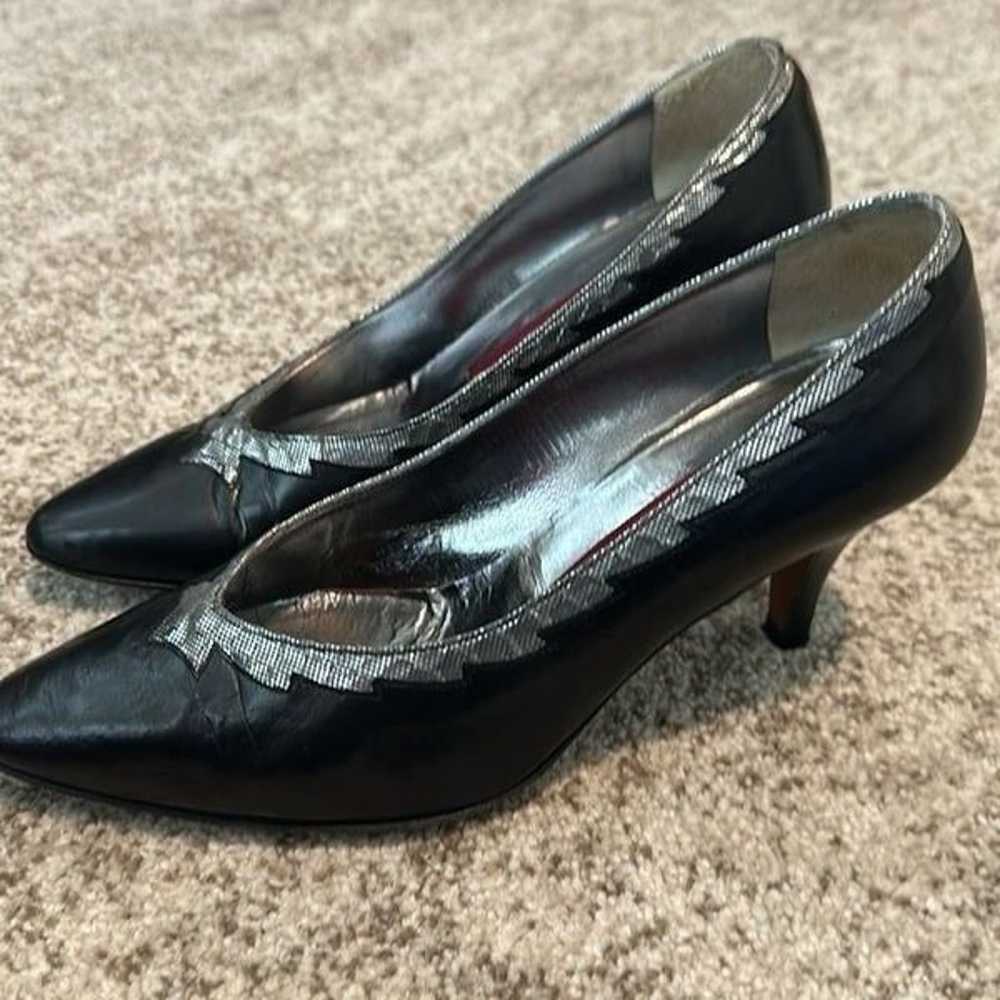 Carel Paris Black Pointed-Toe Pumps 6.5 - image 5