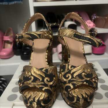 TORY BURCH WOMEN SIZE 6.5 BLACK AND GOLD LORETTA … - image 1