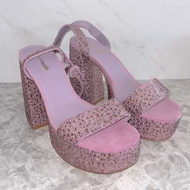 NEW Larroude dolly crystal embellished purple high