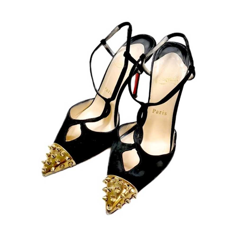 black Christian Louboutin gold spiked pumps | poi… - image 1