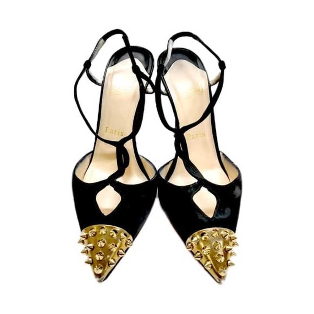 black Christian Louboutin gold spiked pumps | poi… - image 3