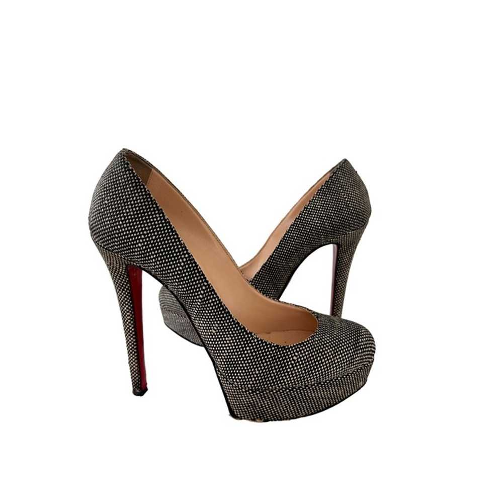 CHRISTIAN LOUBOUTIN Tweed Roundtoe Platform Pumps… - image 1