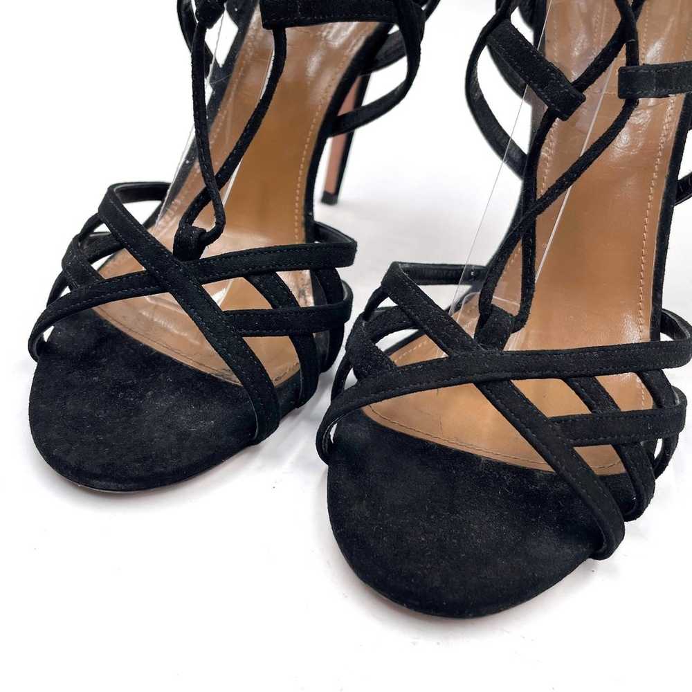 Aquazzura Ginger Suede Sandals Black Tie Wrap Hee… - image 5