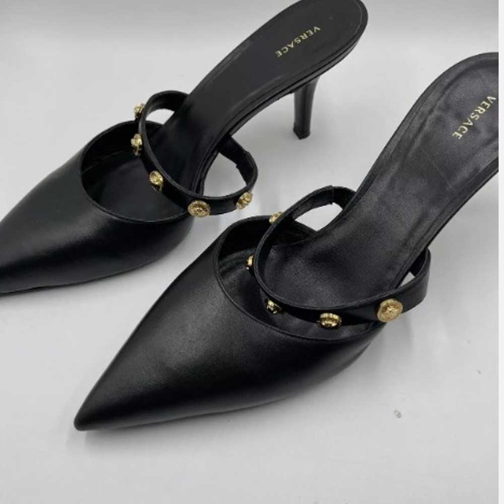 Versace Black Leather Mule Sandals Size 41 Pre-Ow… - image 2