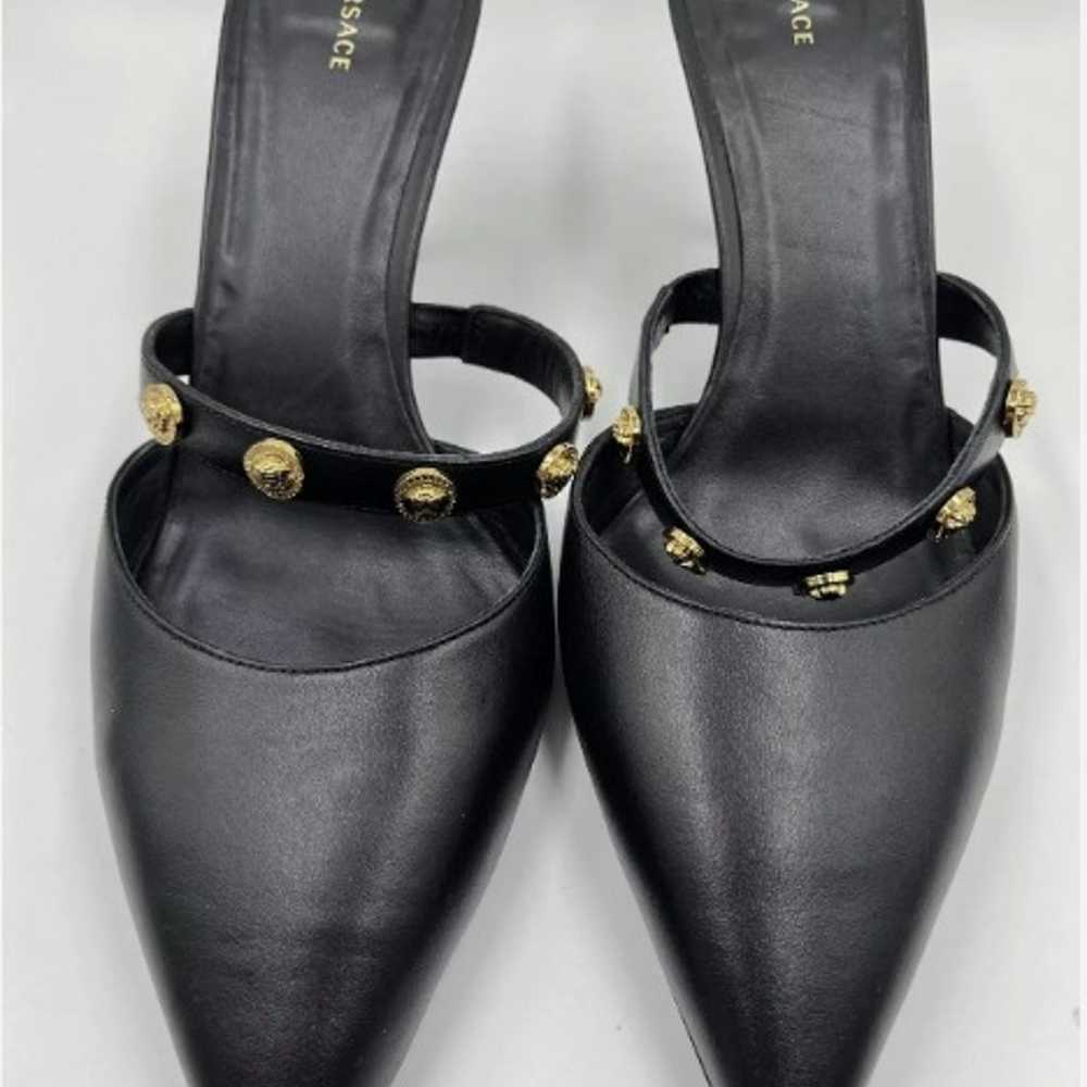 Versace Black Leather Mule Sandals Size 41 Pre-Ow… - image 3