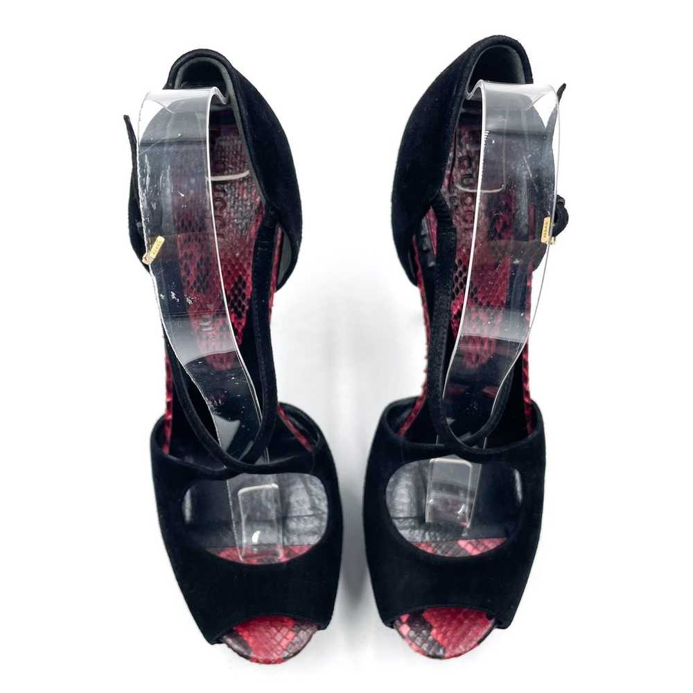 Gucci Platform Heels Black Suede Snakeskin Crissc… - image 4