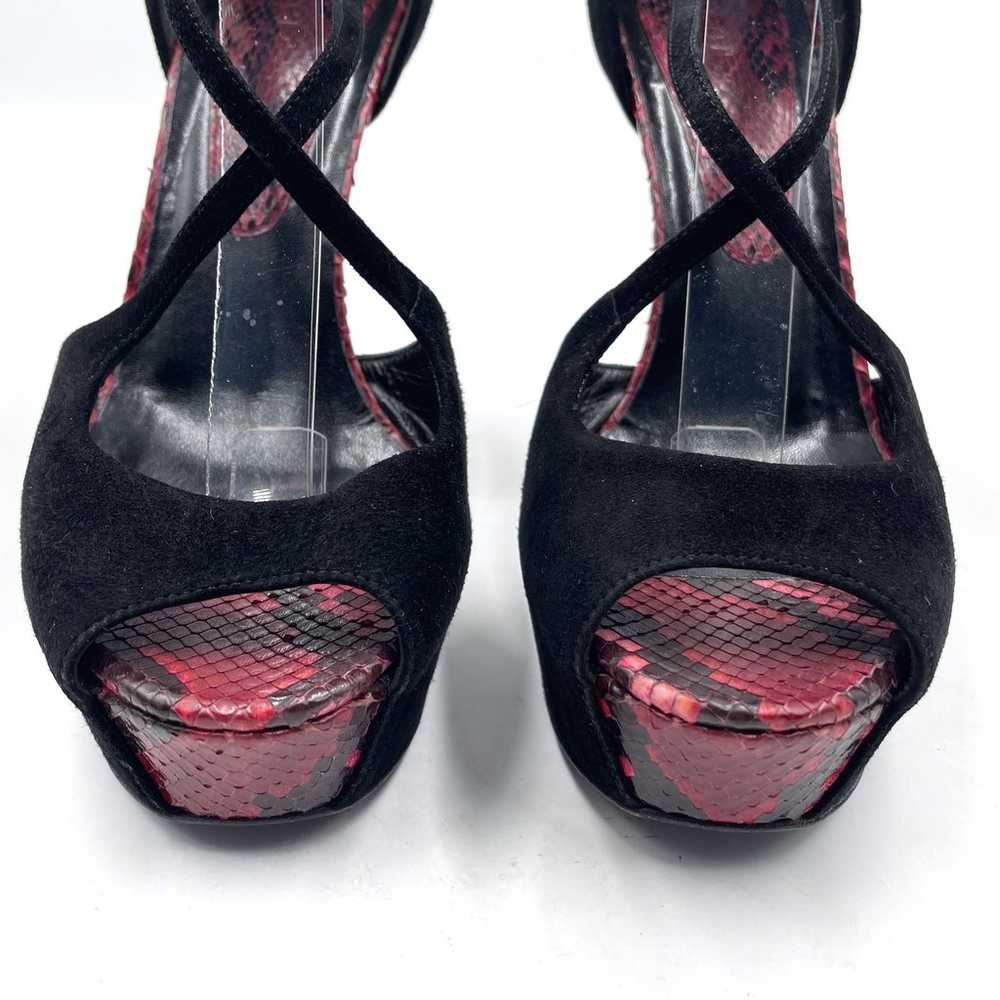 Gucci Platform Heels Black Suede Snakeskin Crissc… - image 5