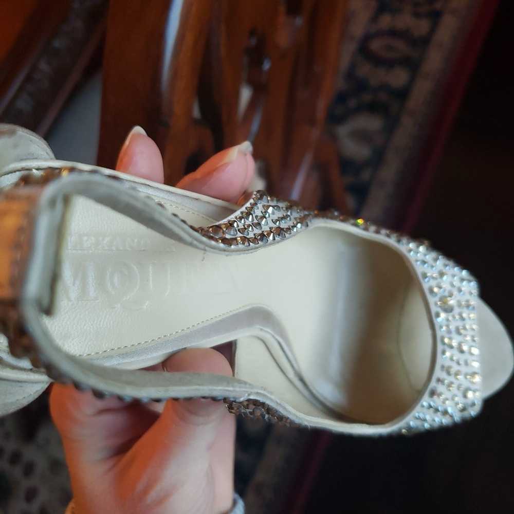 Alexander McQueen gold cream crystal heels 37/7 - image 10