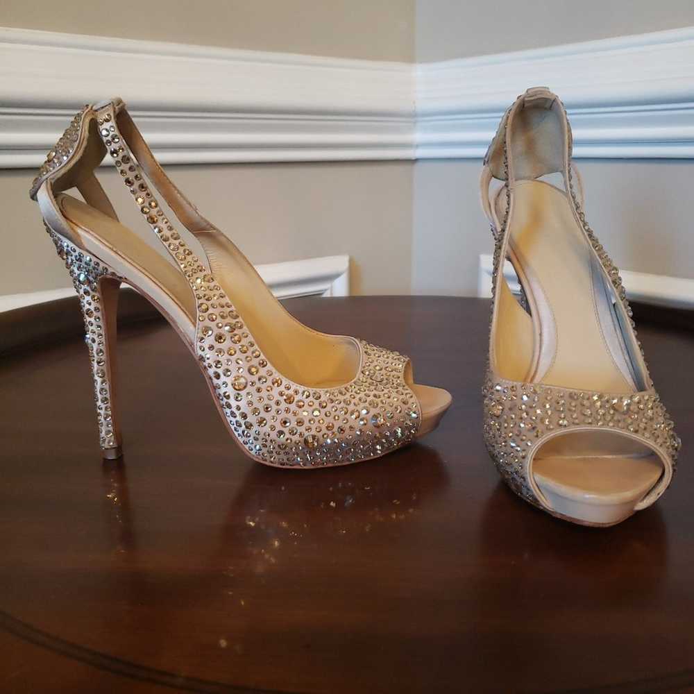 Alexander McQueen gold cream crystal heels 37/7 - image 1