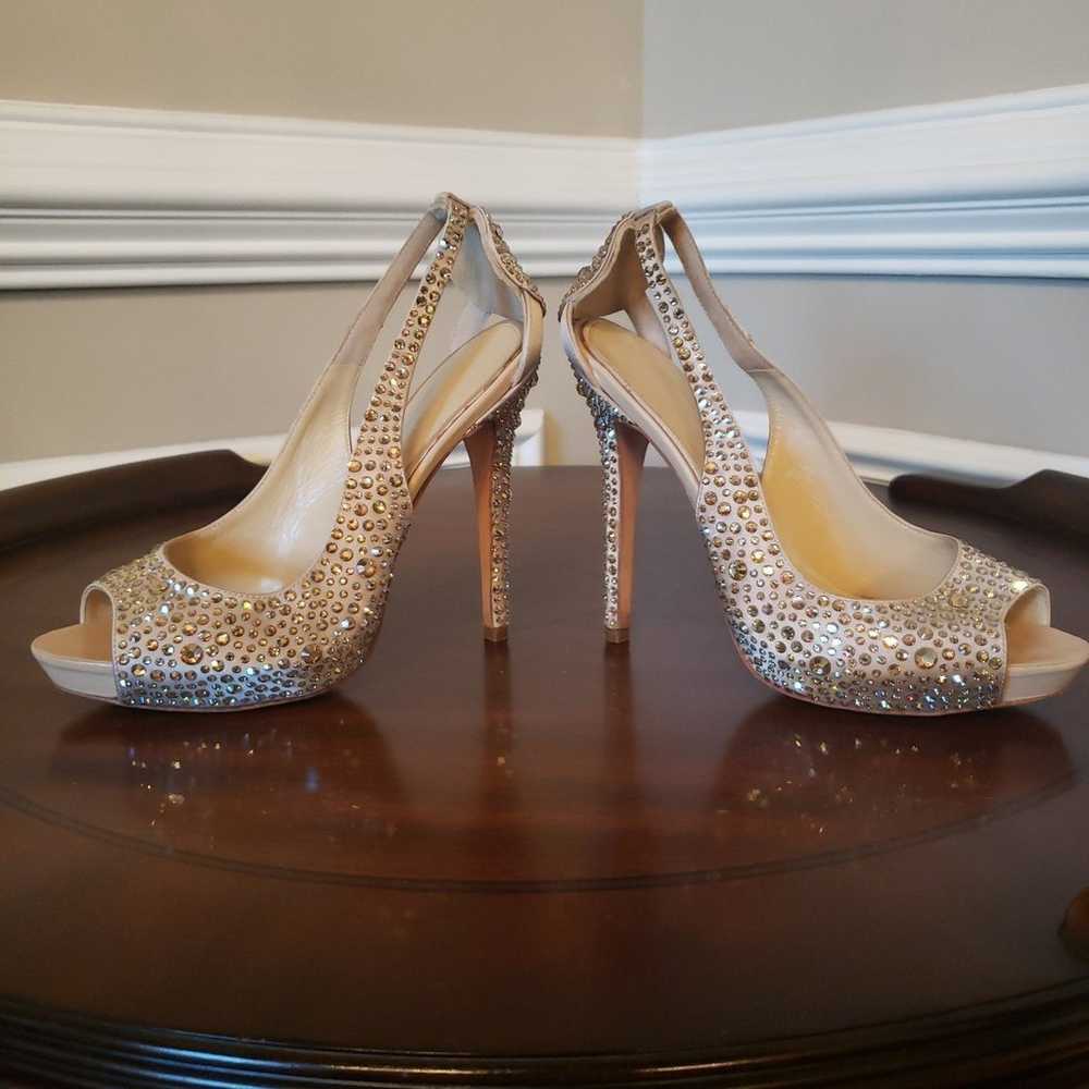 Alexander McQueen gold cream crystal heels 37/7 - image 6