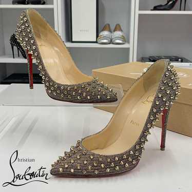 Christian Louboutin Spike Lame Pumps Gold