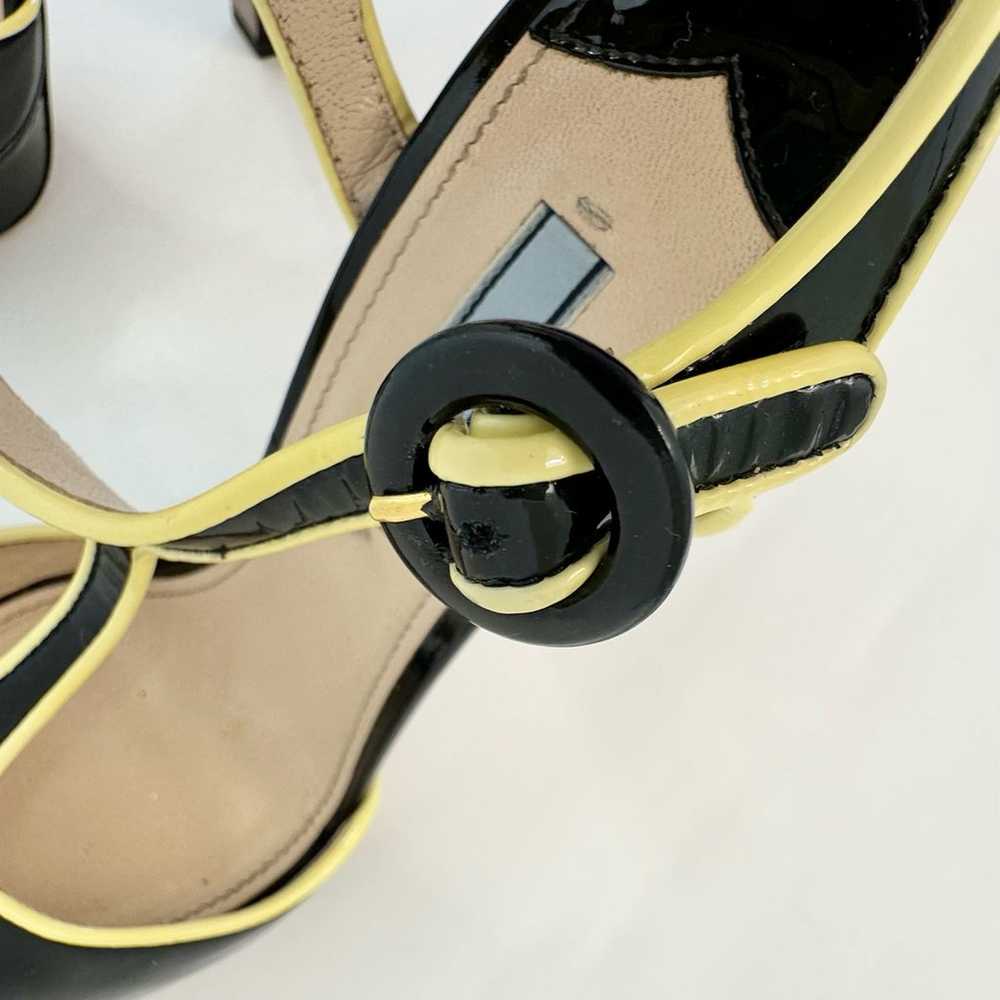 Prada Black Patent Leather Platform Sandals Yello… - image 10