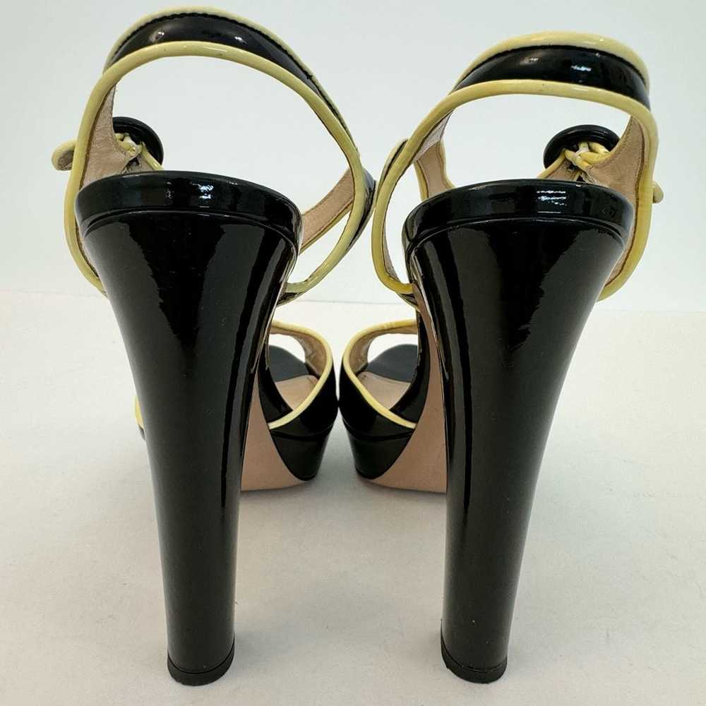 Prada Black Patent Leather Platform Sandals Yello… - image 6