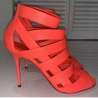 Jimmy Choo Dame Neon Matte Caged Heels Sandals